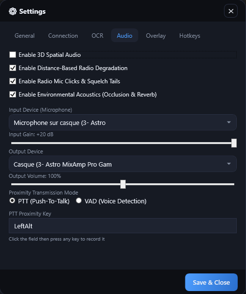 Audio Settings Tab