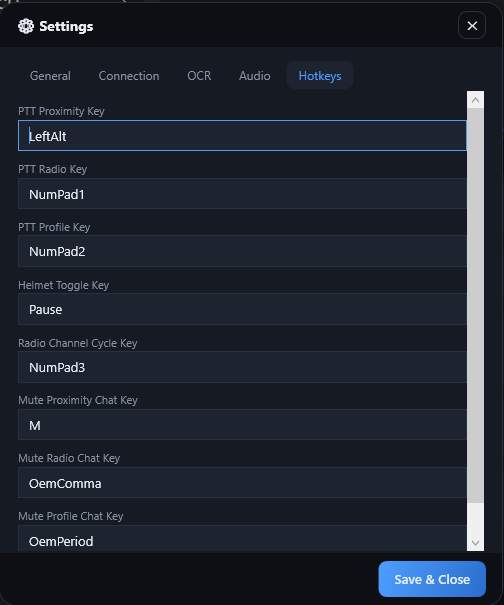 Hotkeys Settings Tab
