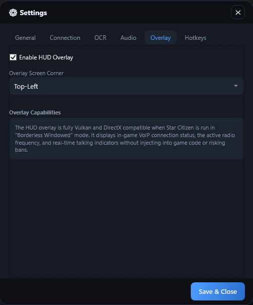 Overlay Settings Tab