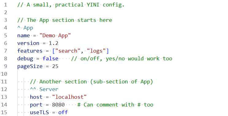 YINI Config Example