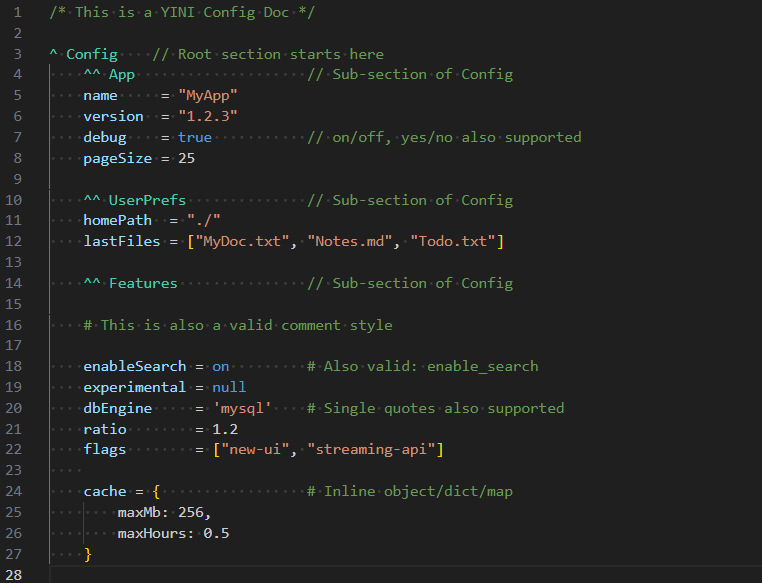 YINI Config Example
