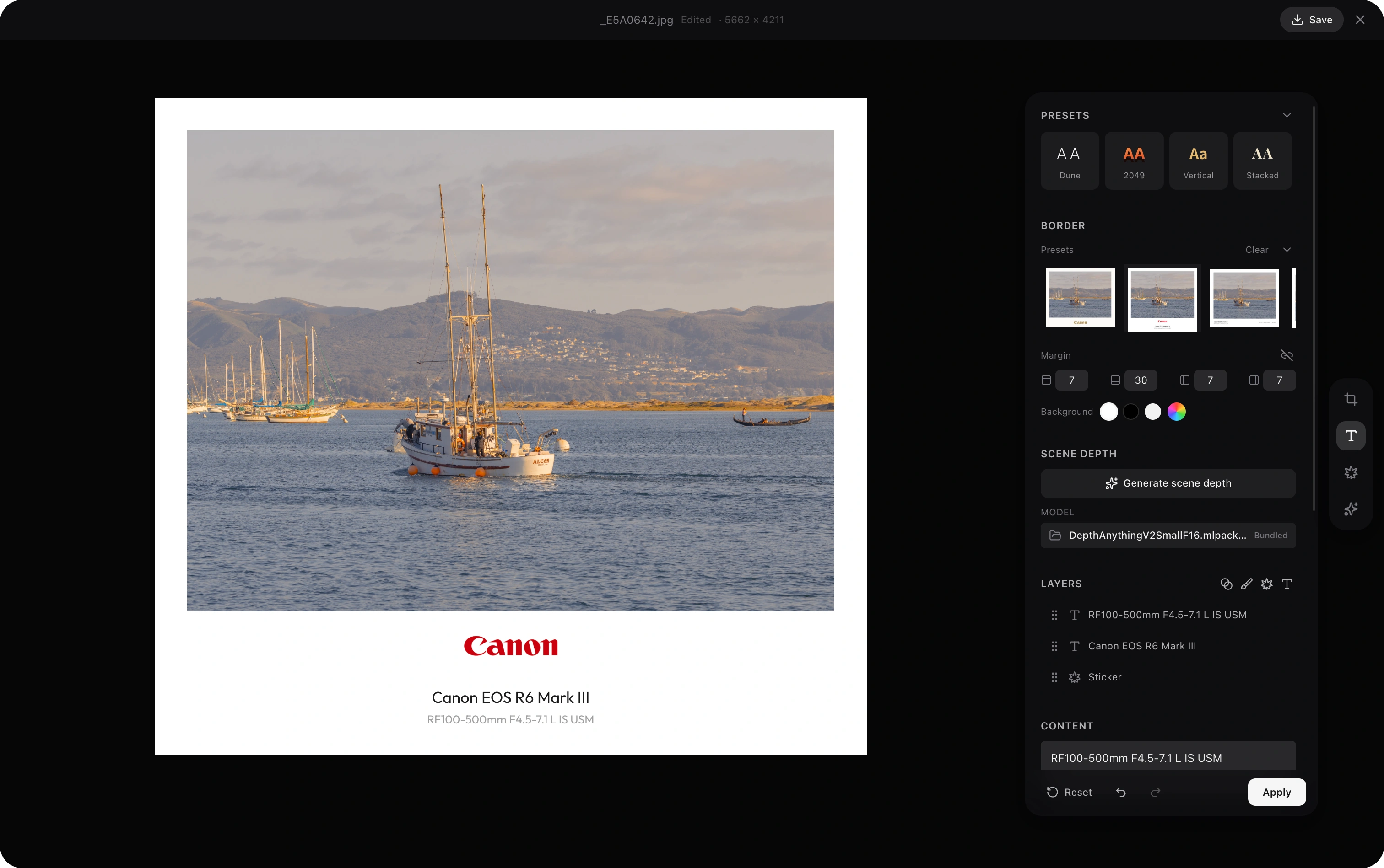 Frame — Canon bottom bar