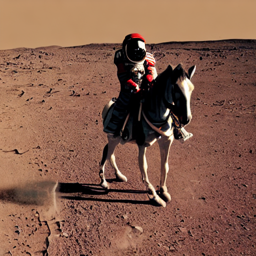 a photo of an astronaut riding a horse on mar