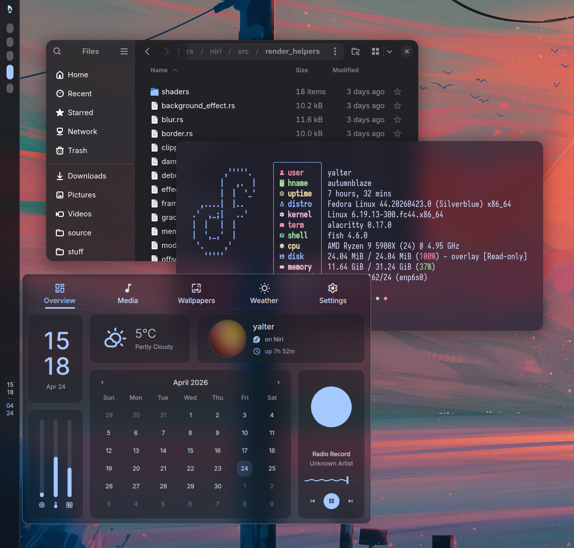 Niri backdrop blur and window border radius effects