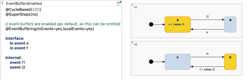 Event buffering enabled, step 2