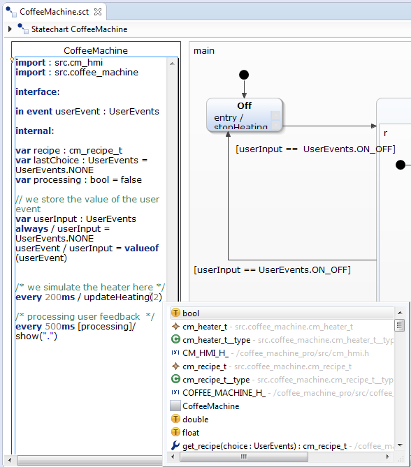 By pressing CTRL (CMD) +Space you get coding proposals.