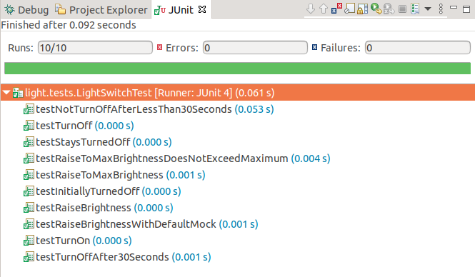 JUnit output