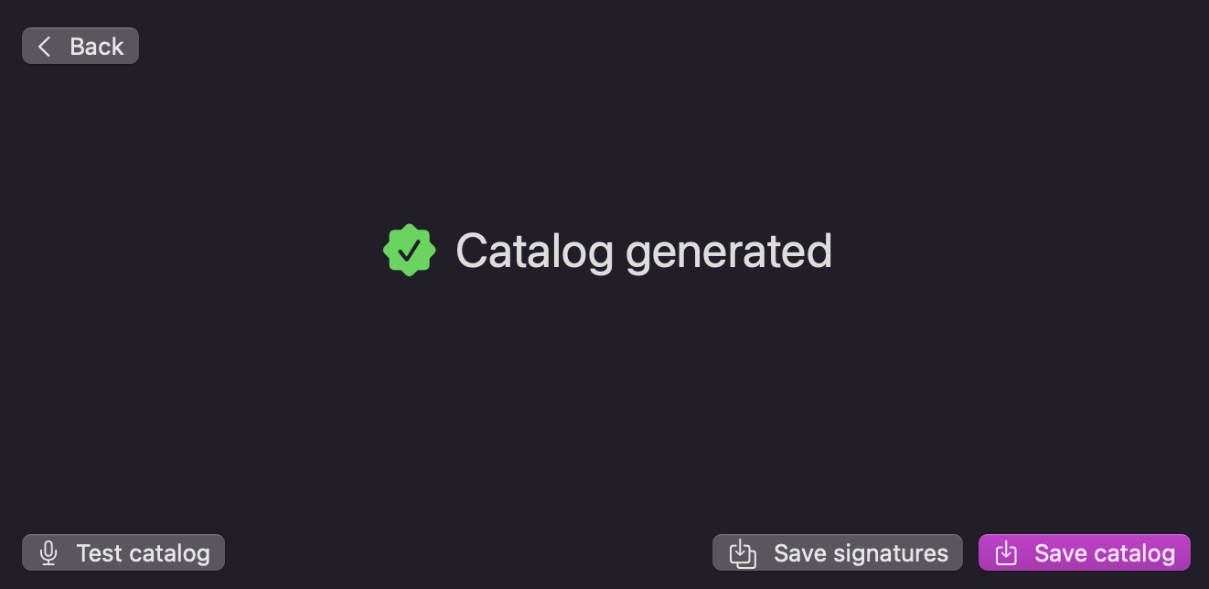 Catalog Generated Screen