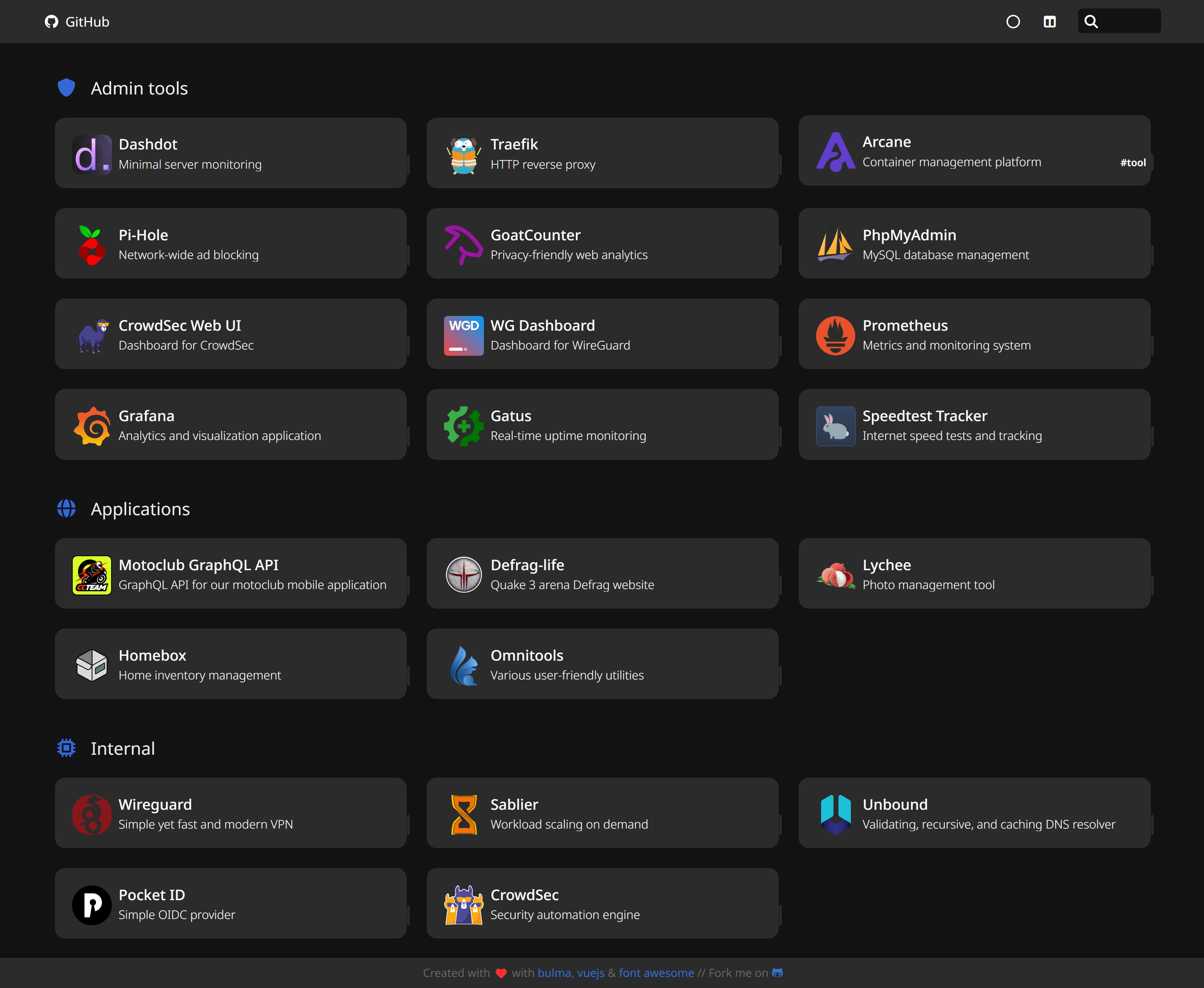 Homer dashboard screenshot
