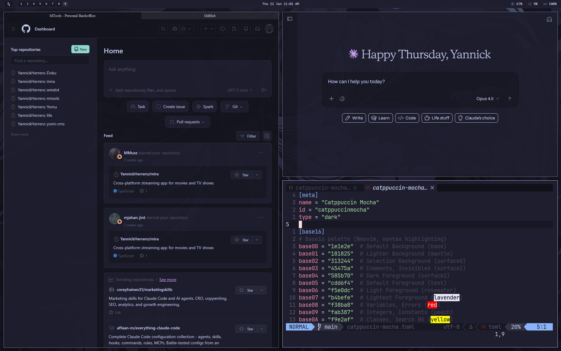 Catppuccin Mocha theme preview