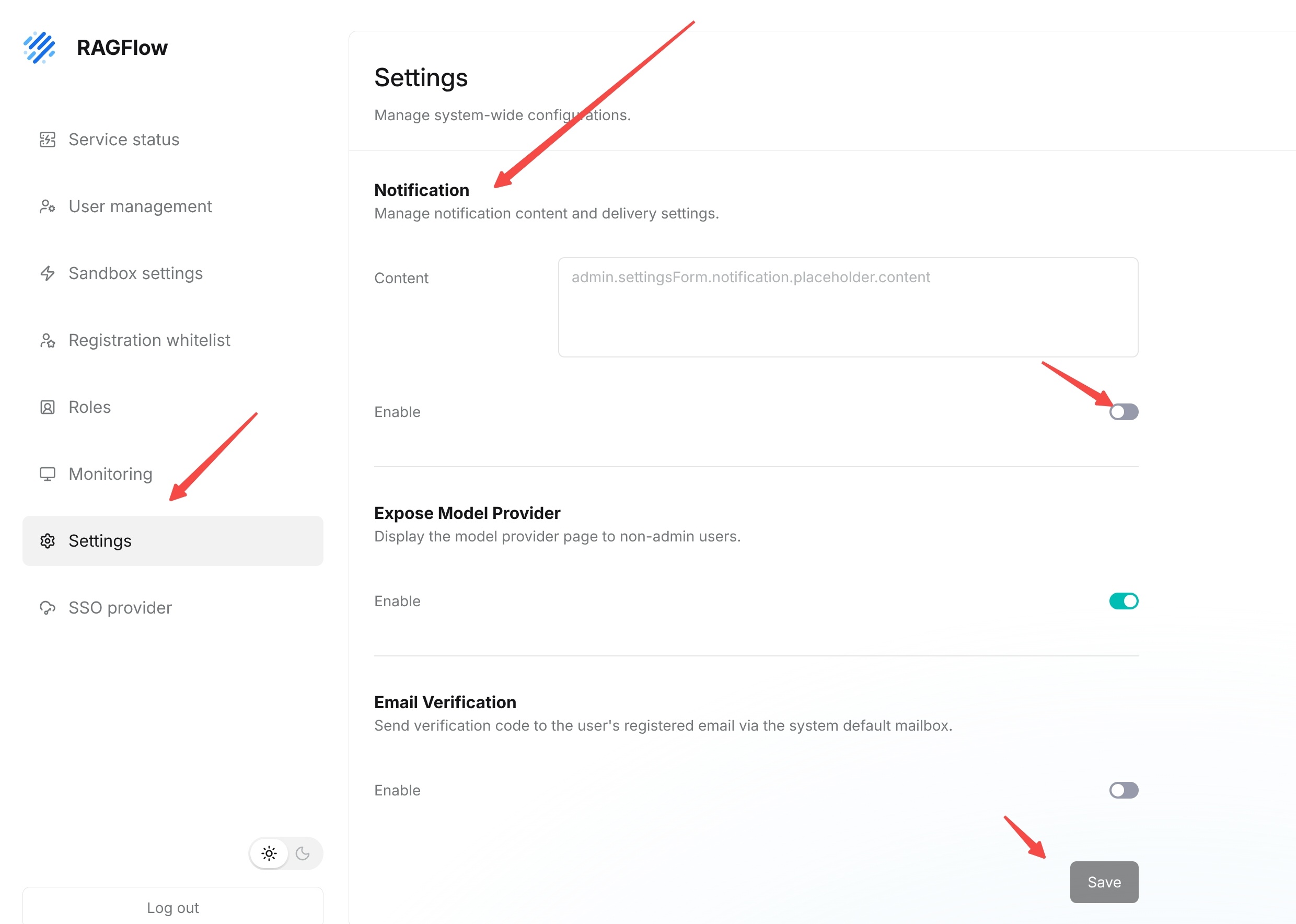 Configure System Notifications