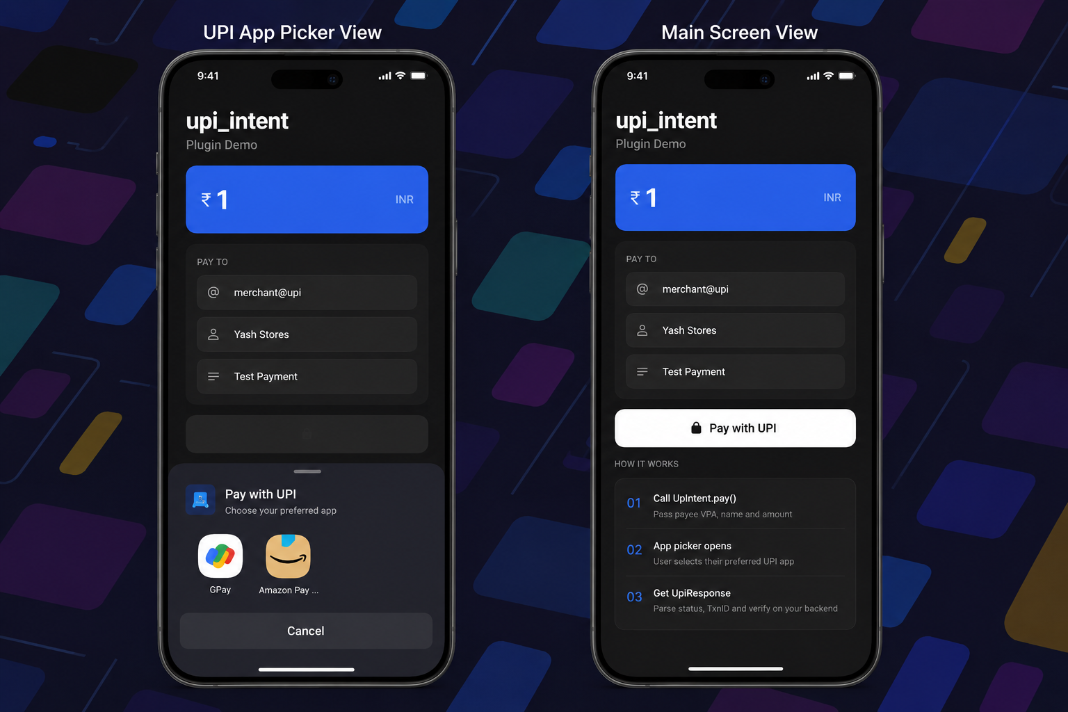 UPI Intent Example & App Picker