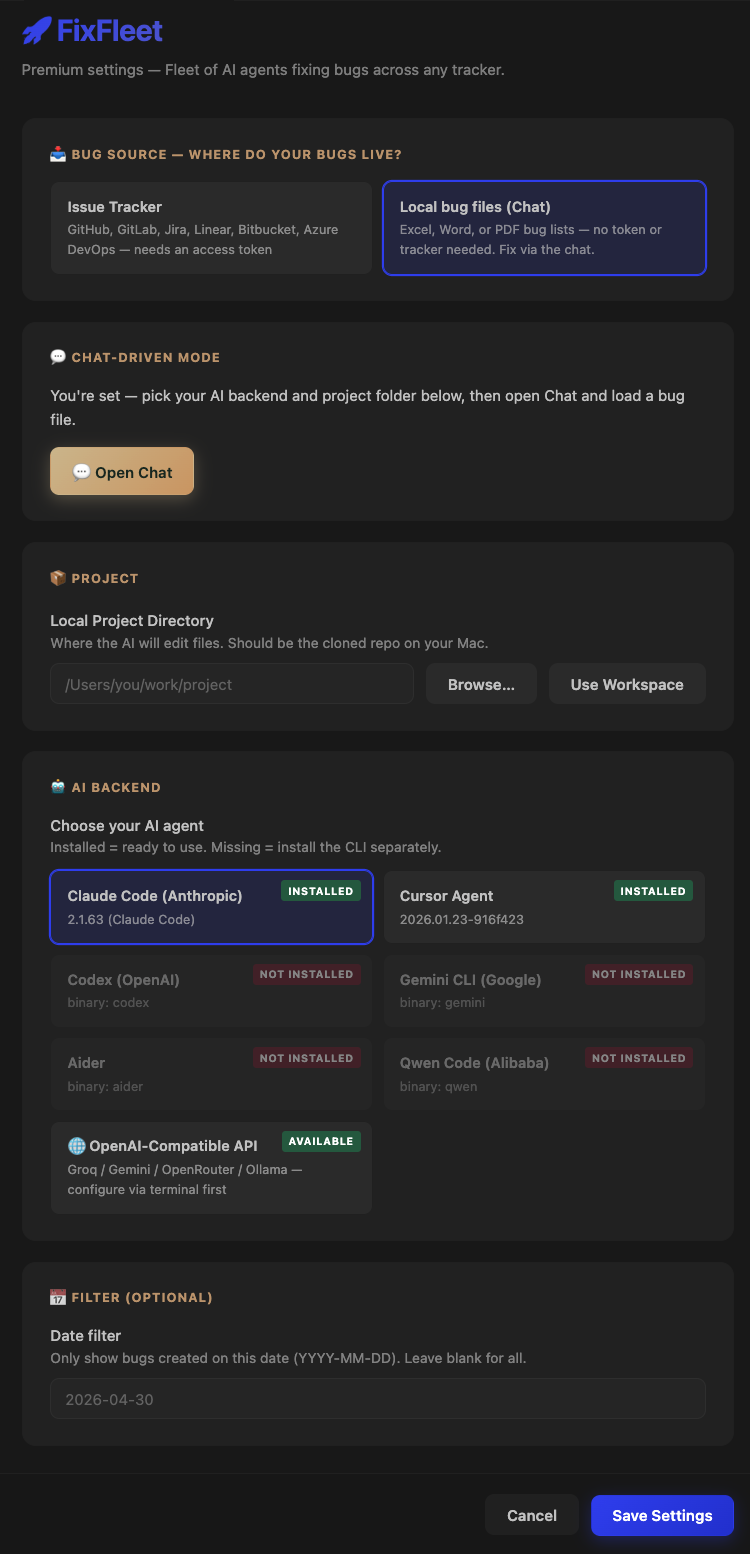 Settings file mode