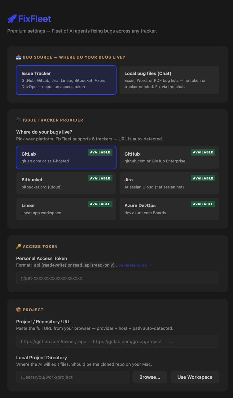 Settings tracker mode