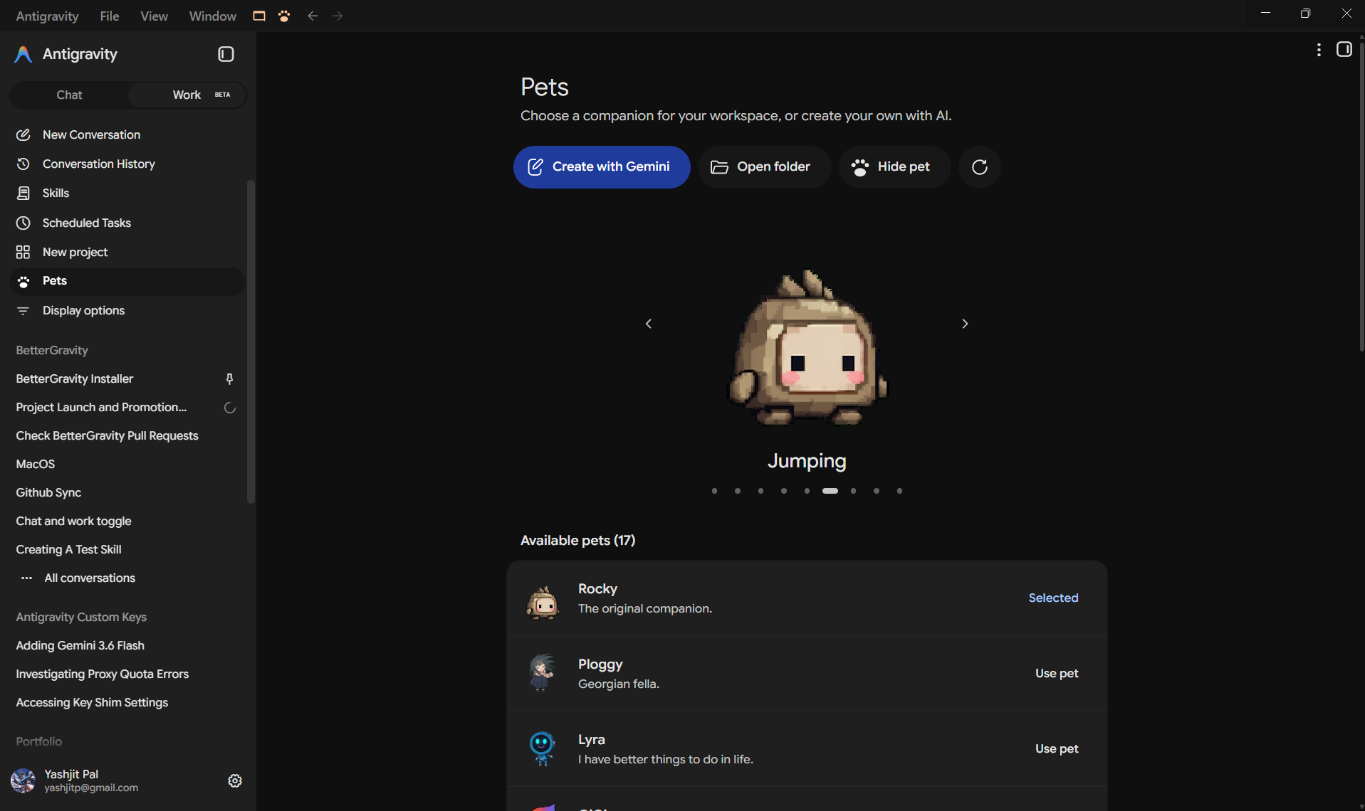 Antigravity Pets Manager