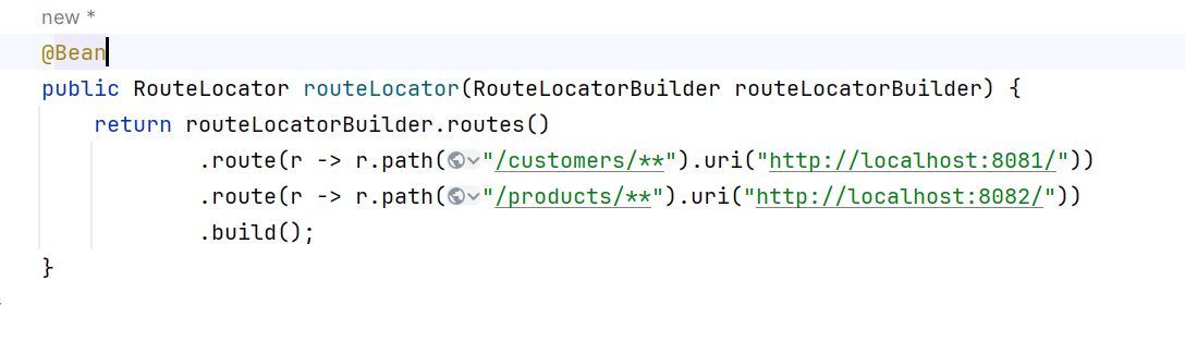 Gateway configuration with a bean function