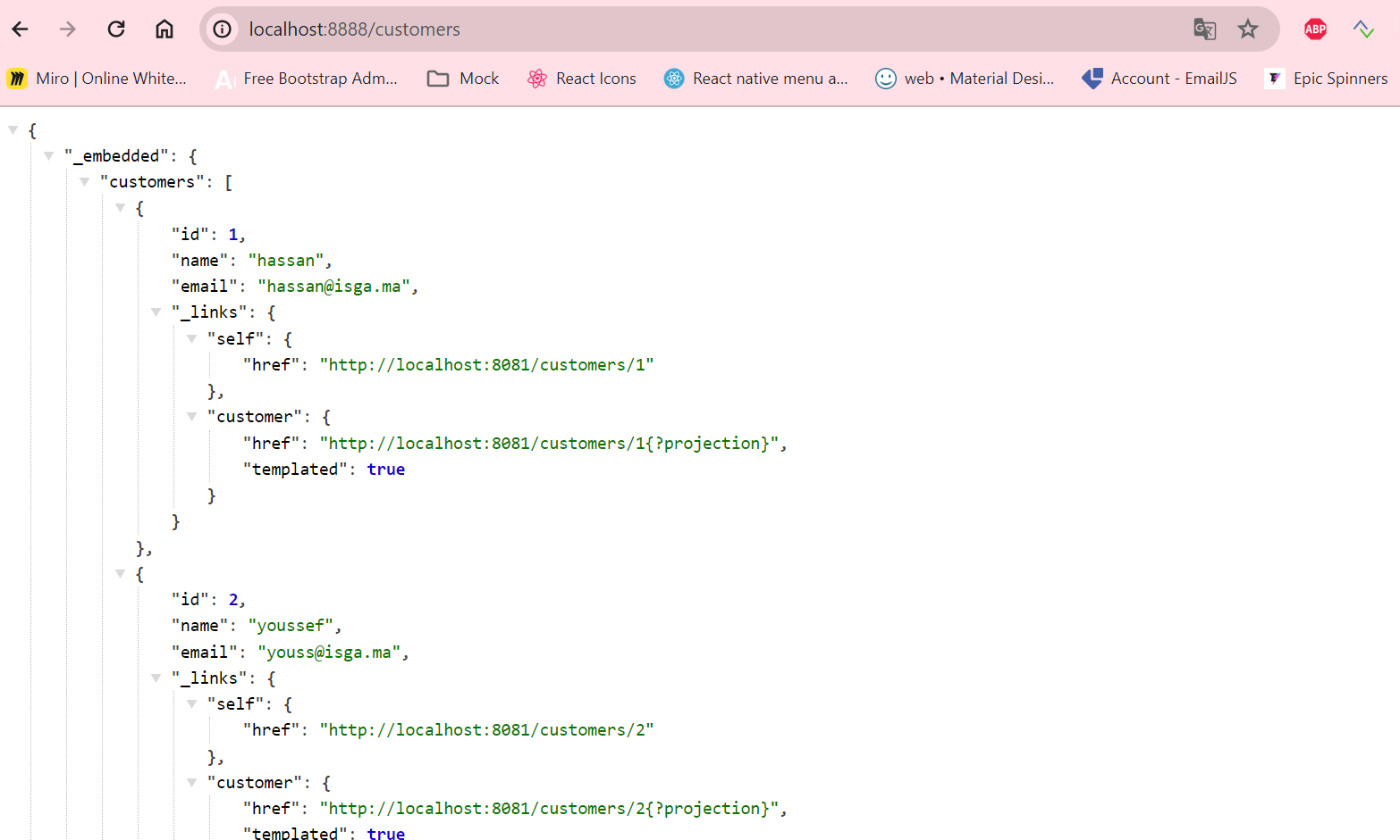 Gateway test with the /customers paths