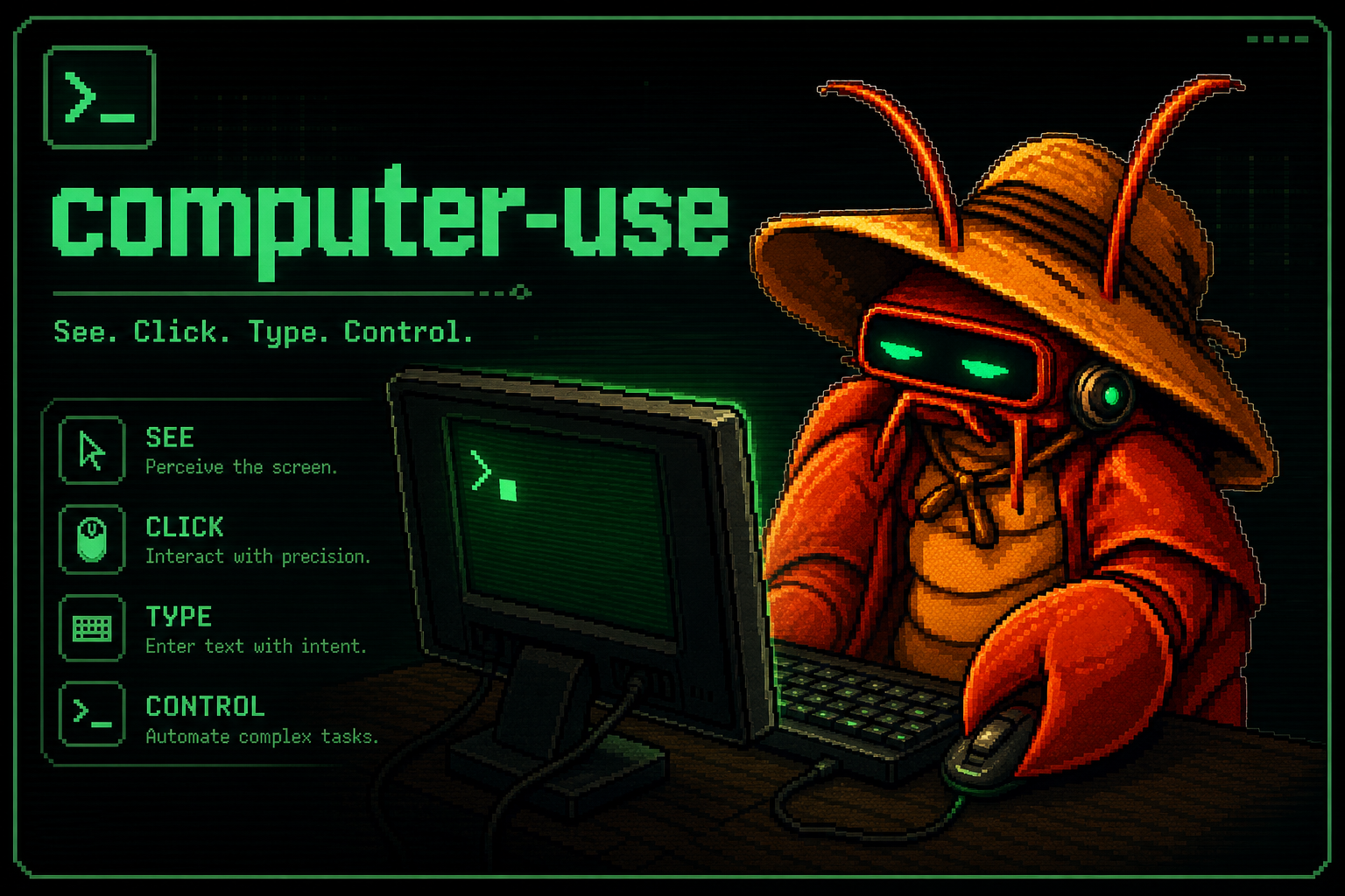 computer-use desktop control — See. Click. Type. Control.