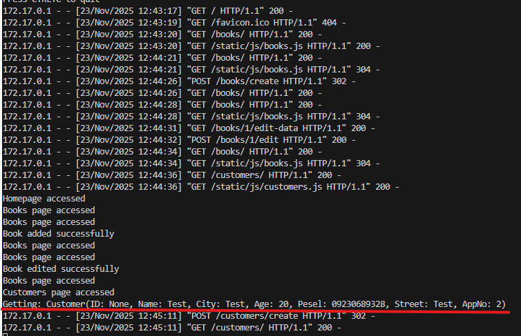 Logowanie peselu i adresu klienta