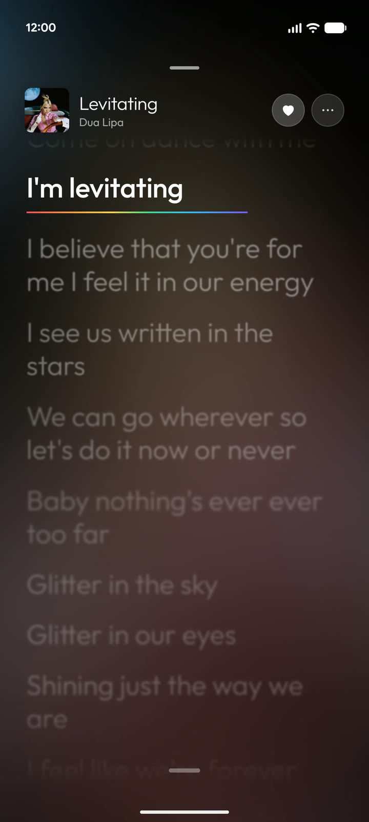 Lyrics that light up word by word