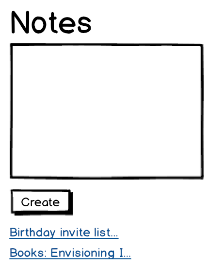 Notes app home page mockup