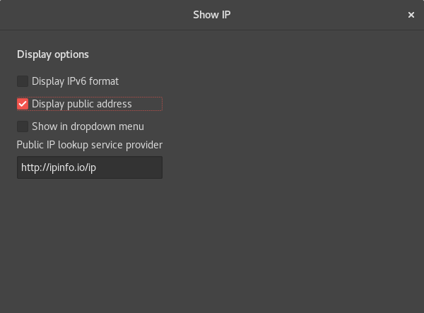 Show IP extension preference menu
