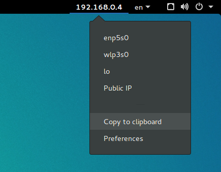 Show IP extension on GNOME shell, IPv4