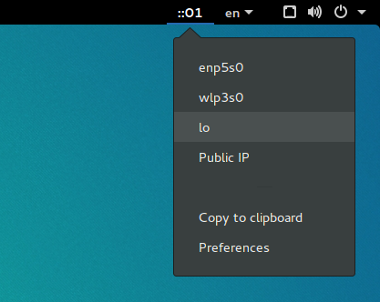 Show IP extension on GNOME shell, IPv6 compatible
