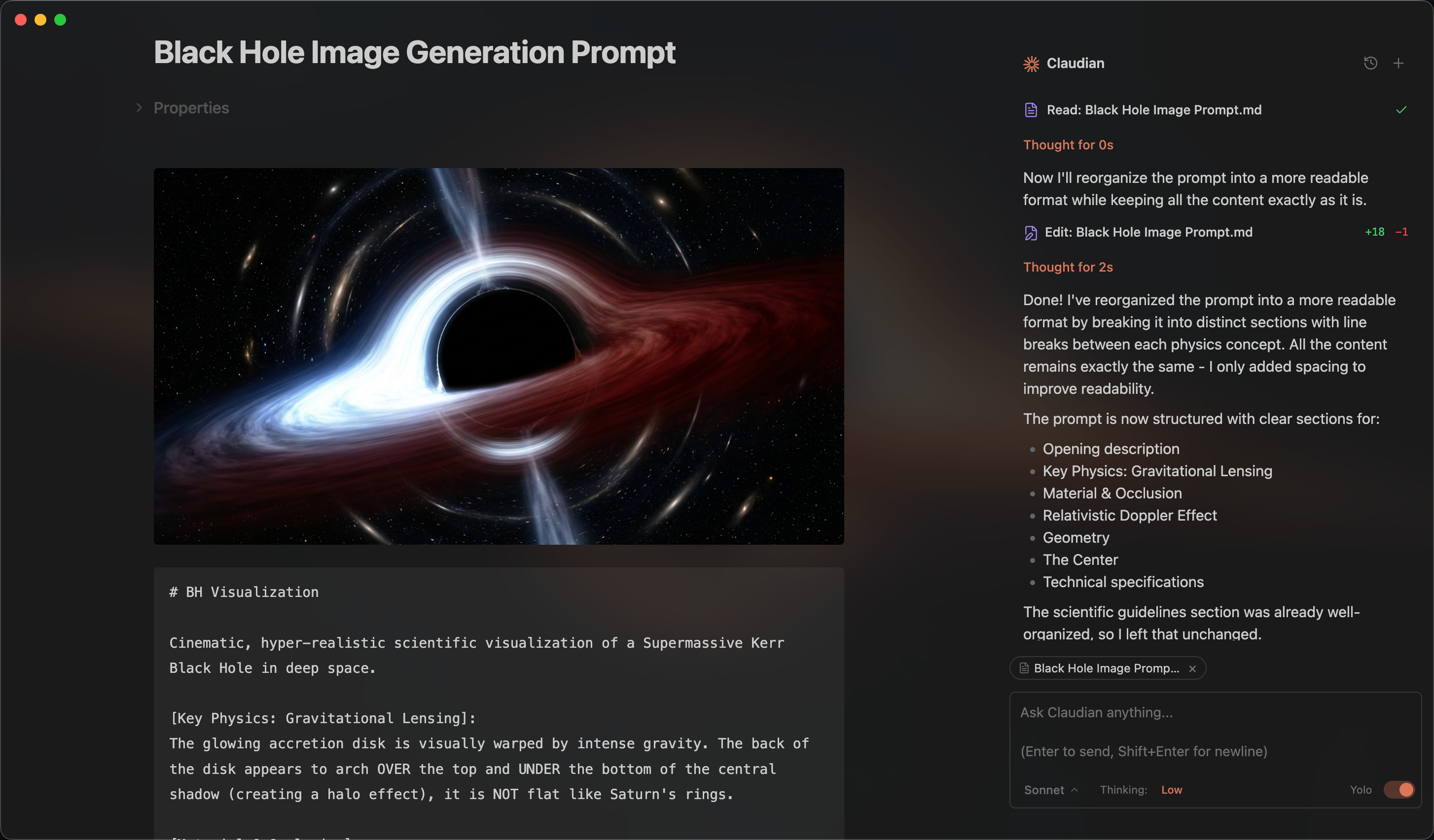 Claudian plugin interface showing Claude Code running inside Obsidian