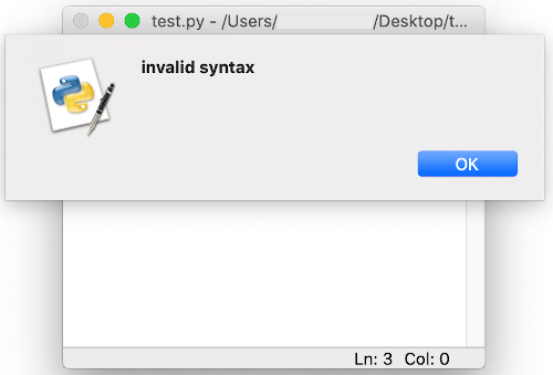 Syntax Error Dialog