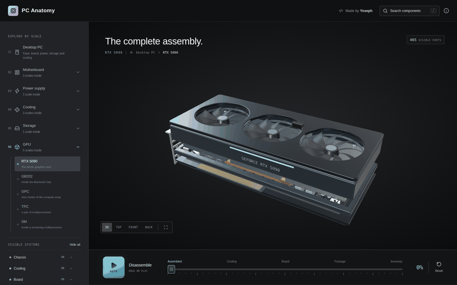 The GeForce RTX 5090 at its own scale, assembled: a triple-fan card with its shroud, backplate and PCIe bracket in place