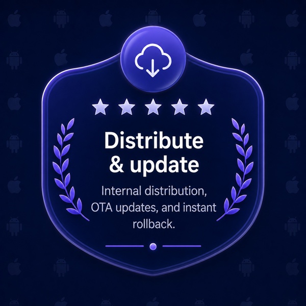 Distribute & update — internal distribution, over-the-air updates, and instant rollback
