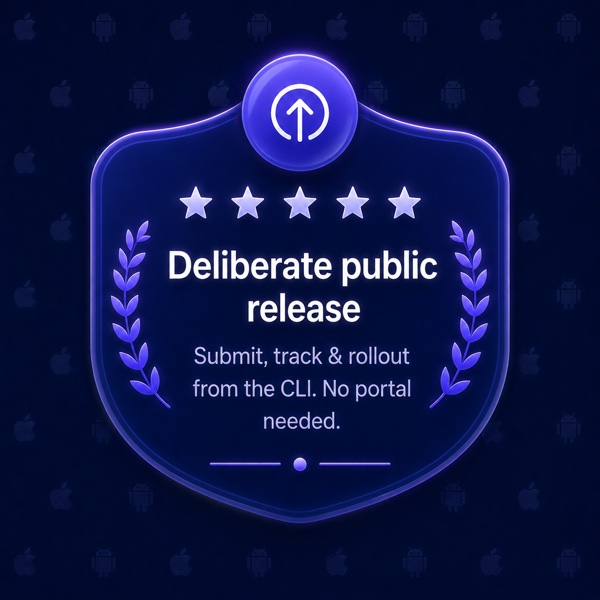 Deliberate public release — submit, track & roll out from the CLI, no portal needed