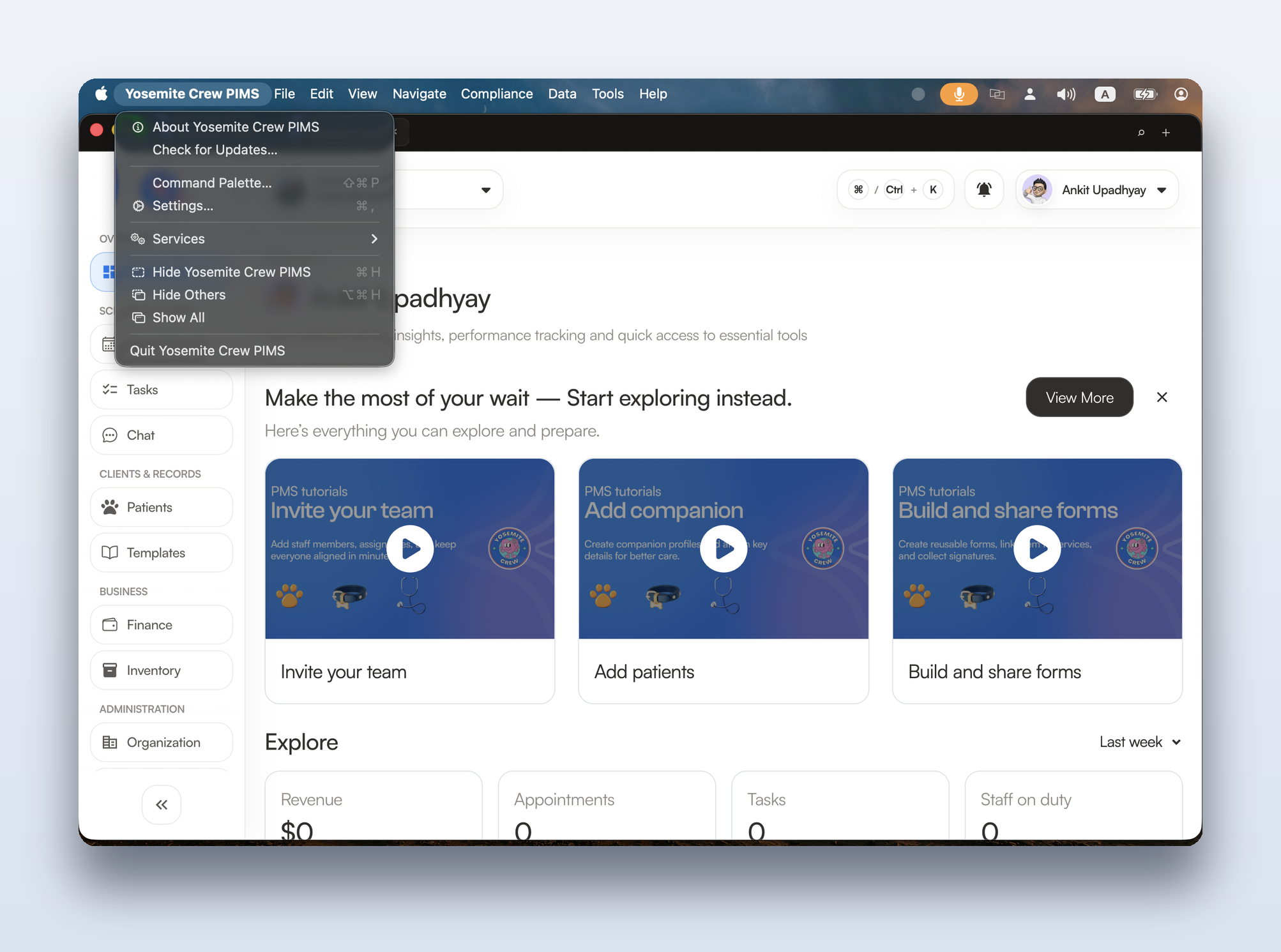 Native application menus