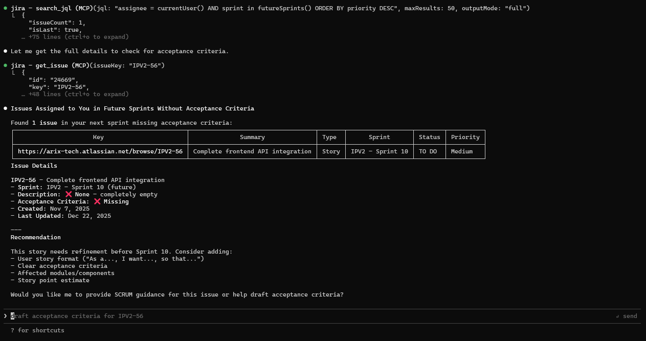 Personal sprint items missing acceptance criteria