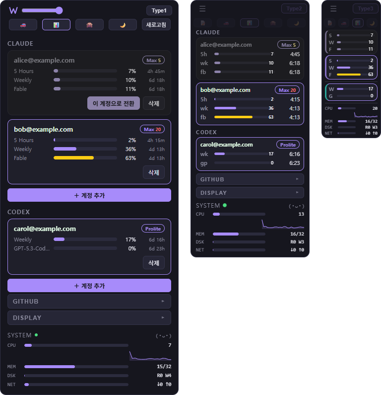 switcher — Type 1 / 2 / 3