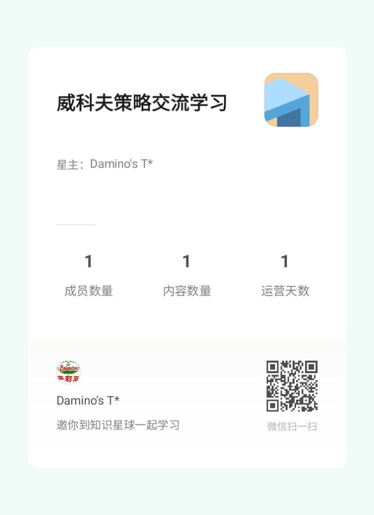 威科夫策略交流学习 知识星球二维码
