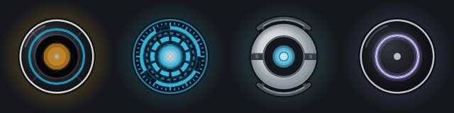 The animated cores of GLaDOS, JARVIS, Wheatley and a custom personality, cycling through listening, working and speaking