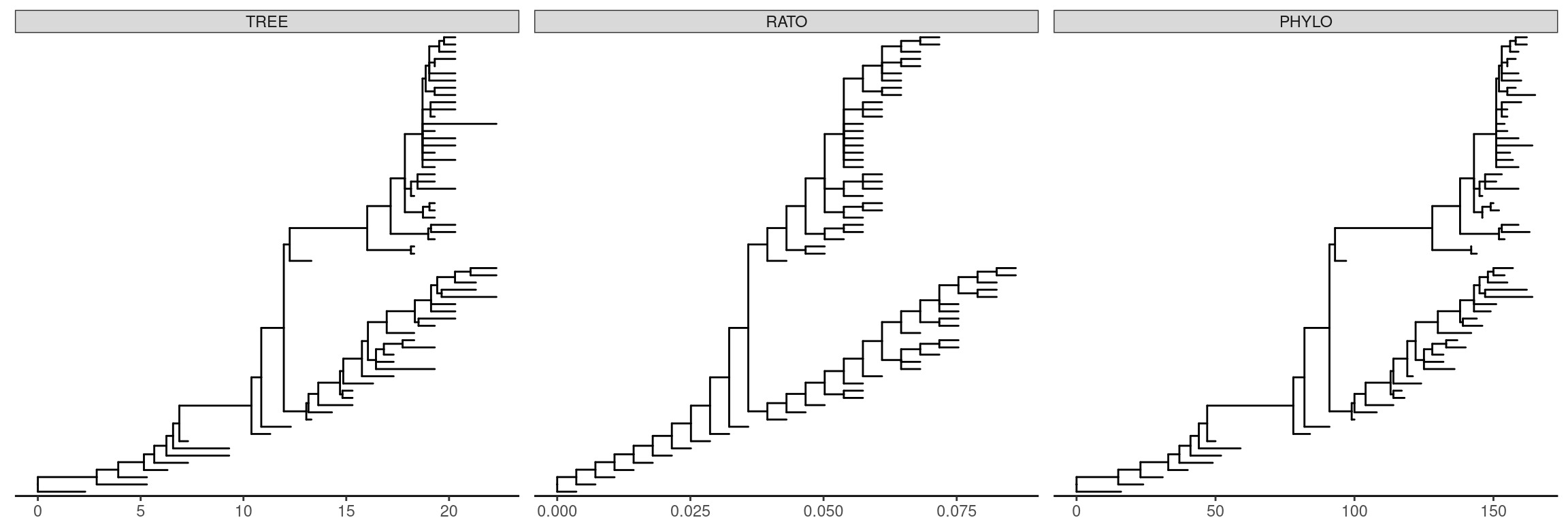 Visualize multiPhylo object.