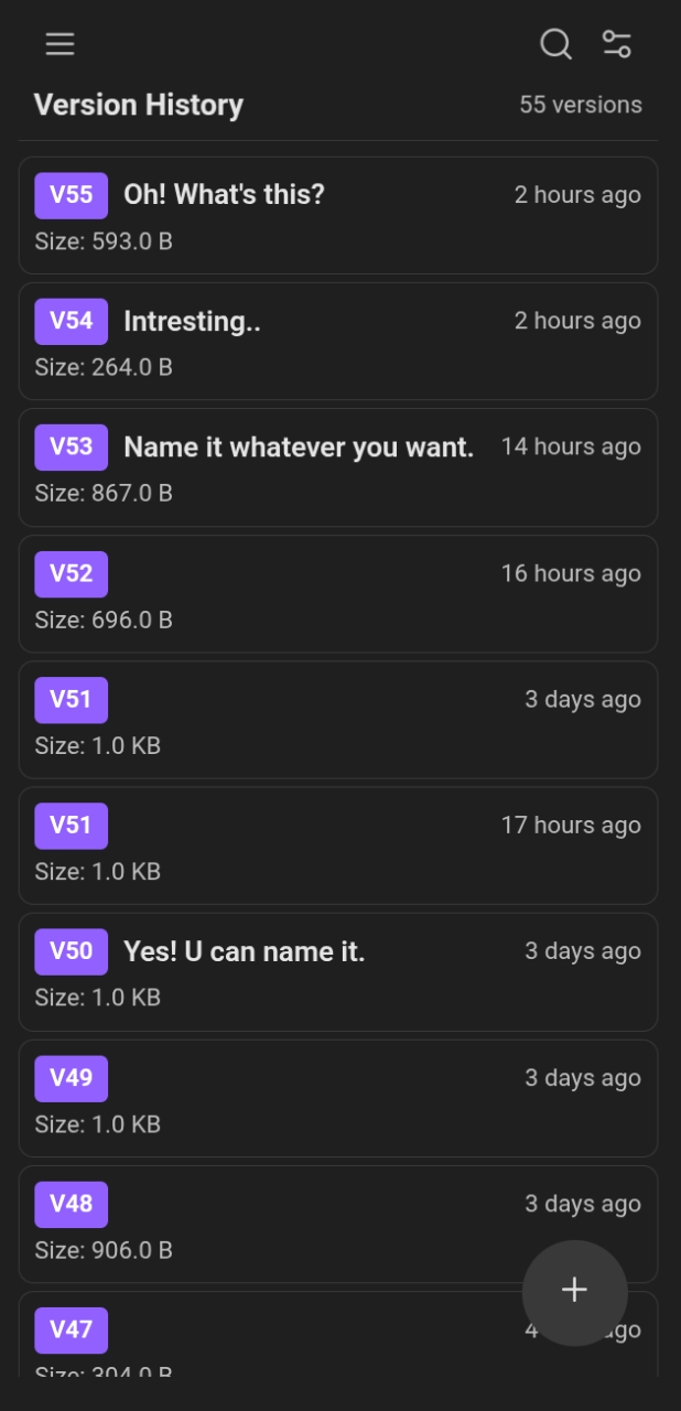 List View in Dark Mode
