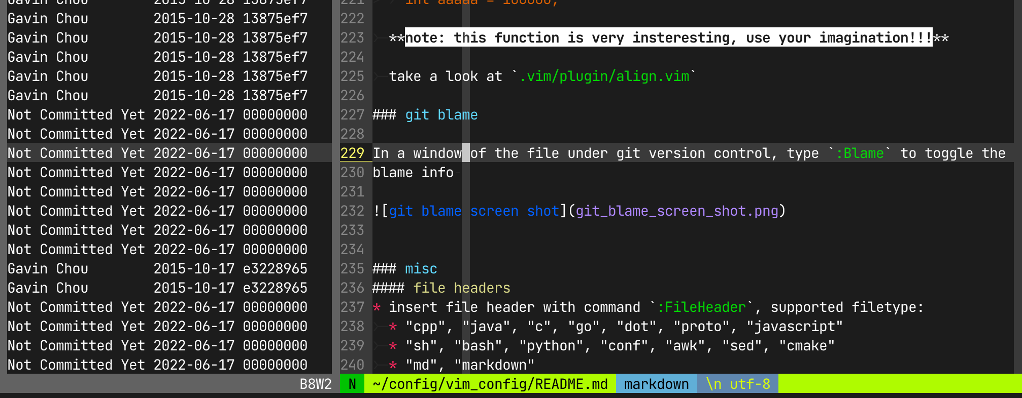 git blame screen shot