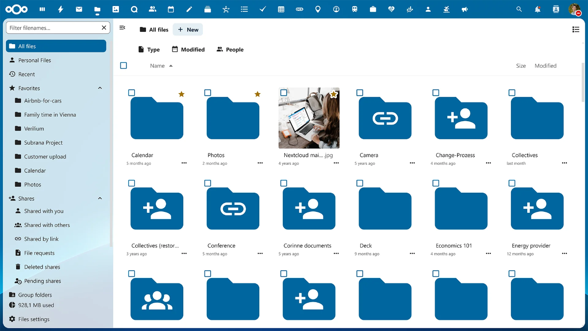Screenshot of Nextcloud