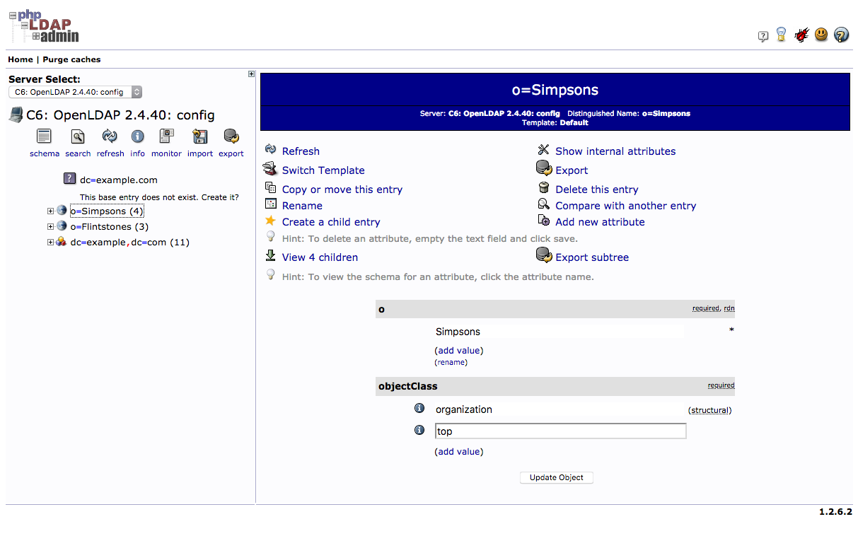 Screenshot of phpLDAPadmin