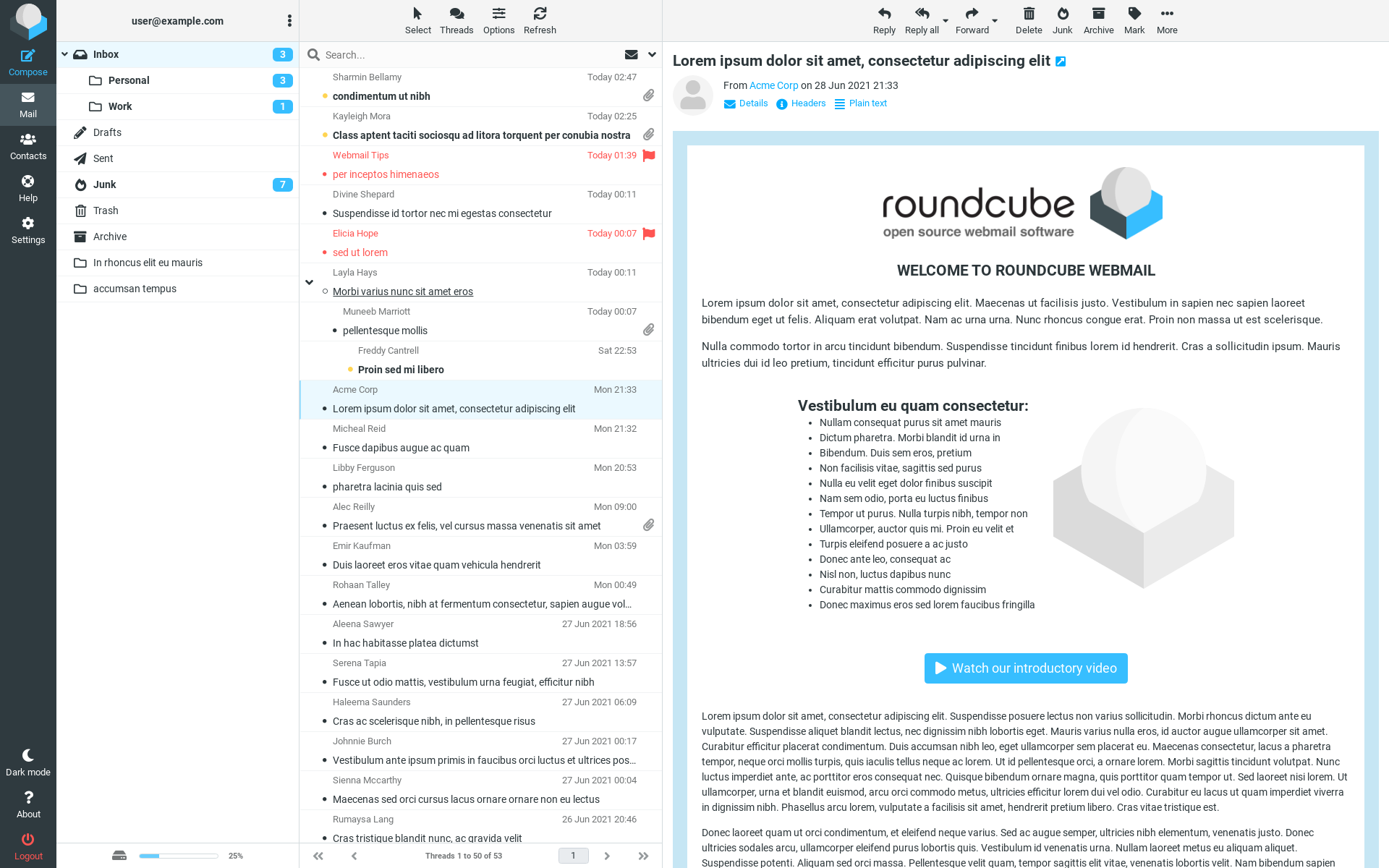 Screenshot of Roundcube