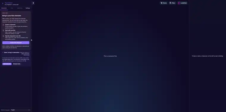 Creating a new character from scratch in the web UI