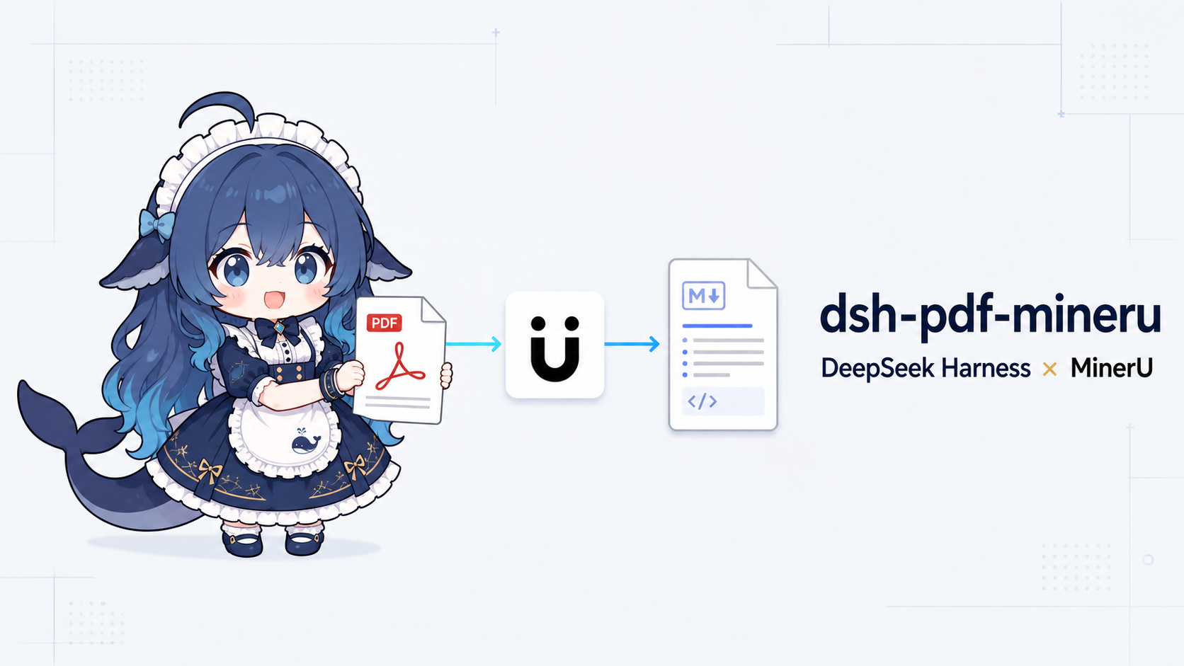 DeepSeek 娘与 MinerU 文档解析插件横幅
