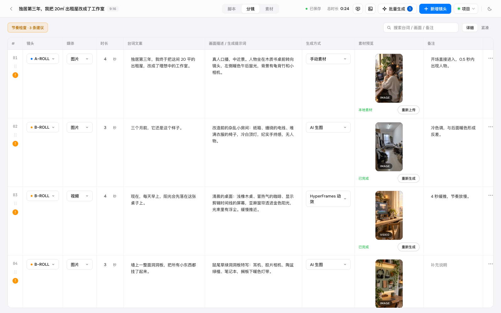 Agent Storyboard, Screenshot