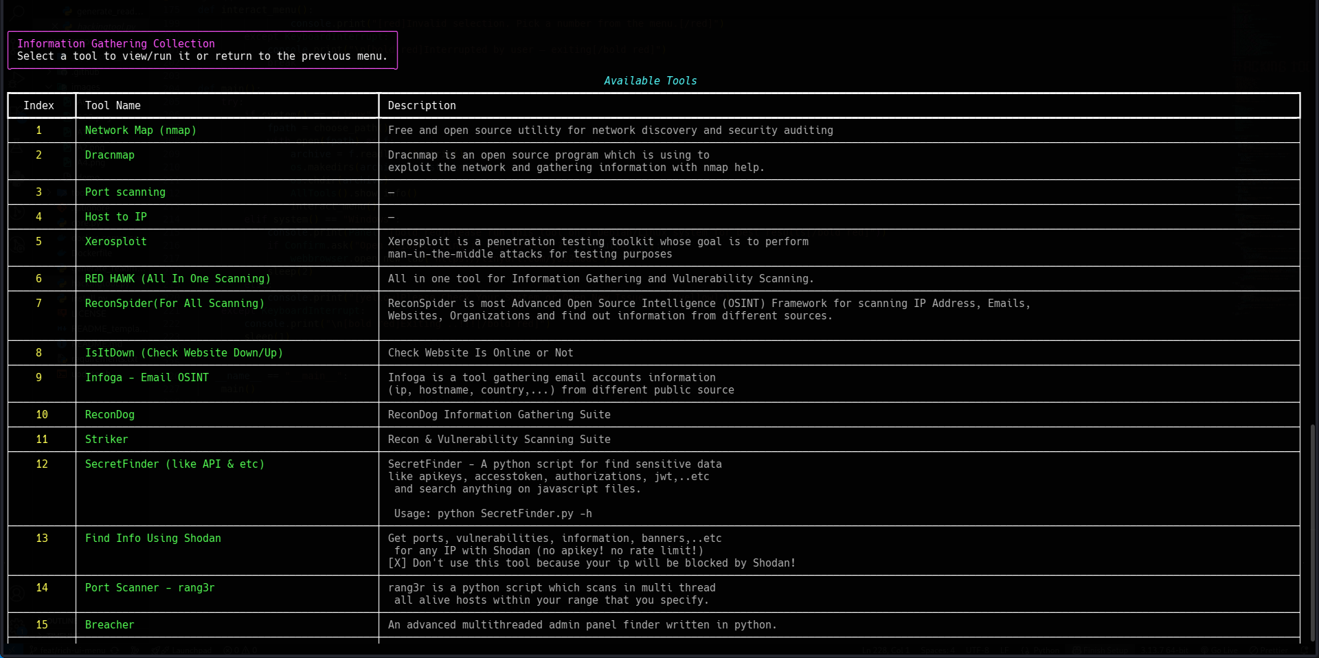 Information Gathering category