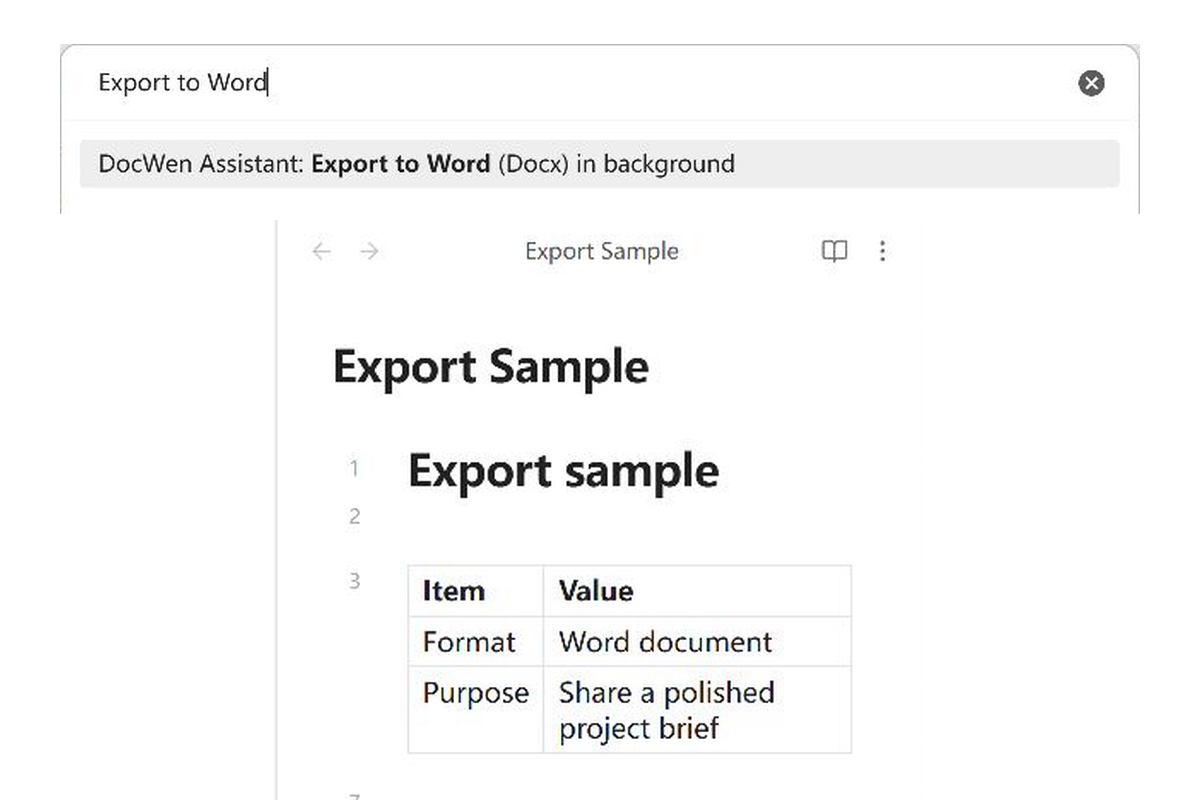 DocWen Assistant capability-selected export