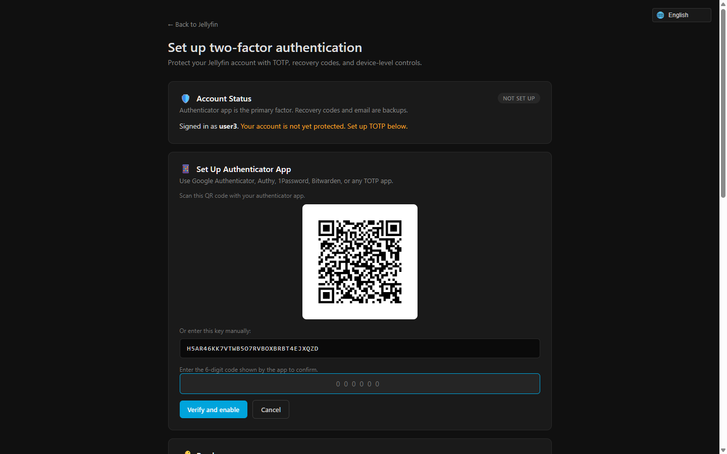 Scan-the-QR TOTP setup
